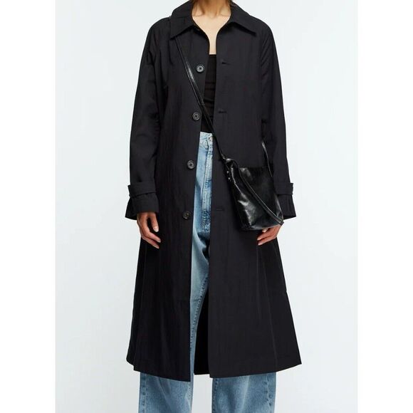 6397 Jackets & Blazers - 6397 Trench Coat Women’s Medium Black Cotton Nylon Fit Flare Shape Long Sleeves